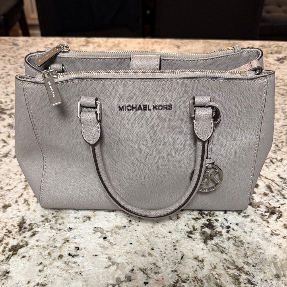 Michael Kors Silver Satchel Bag